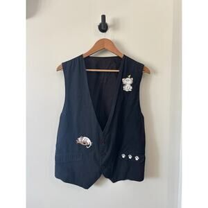 Vintage 90s Cat Black and White Vest One Size
